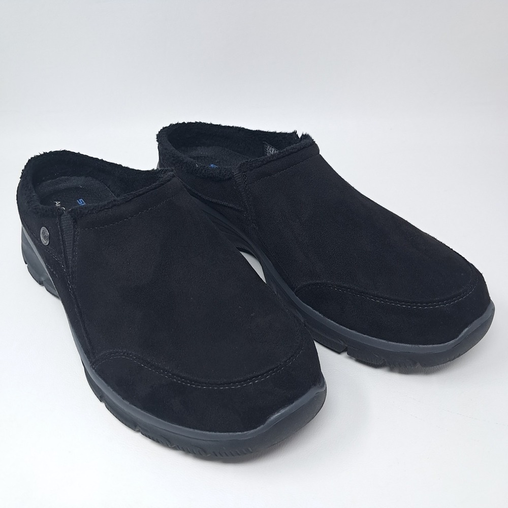 Skechers Easy Going Latte Suede Shoes 49532 Womens Size 11 Black Slip On Mules